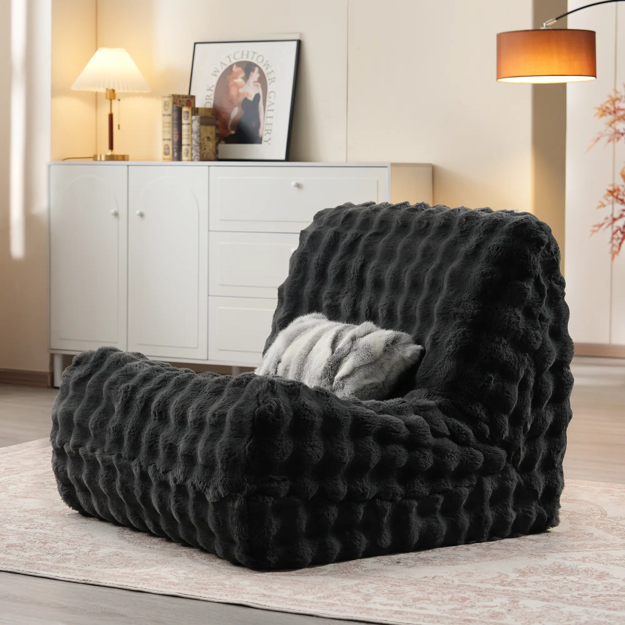 Grey Plush without Ottoman