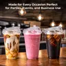 FRESHWARE Transparent Heavy-Duty BPA-Free Disposable Plastic Cups with Strawless Sip Lids (100pcs) - Leak-Proof, Crack-Resistant Cold Drink Supplies for Party Supplies, Business Events, Anniversary Celebrations