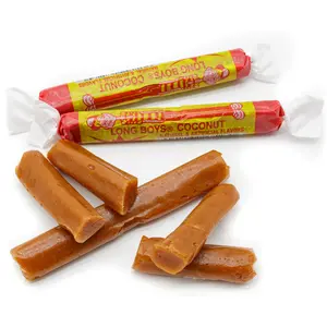 Long Boys Caramel Coconut Candy Fun Size – Bulk Candy in Resealable Bag, Individually Wrapped for Freshness, Caramels with Real Coconut Flakes, Gluten Free