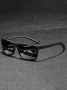 Men's Sporty Polarized Sunglasses, Beach Essentials, Trendy Casual Square Frame Tinted Lens Sunglasses for Everyday Use, Fashion Accessories for Outdoor Activities