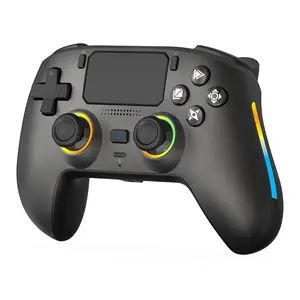 Controller for PS-5/PC, Gamepad Built-in Mic with 2  Buttons Support Remap/Combo Functions, Hall Effect Trigger&Joysticks, Motion Control, 3.5mm Headphone Jack, Cool RGB Light(Grey)