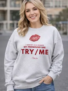 My Pronouns Are Try Me Graphic Crewneck Sweatshirt