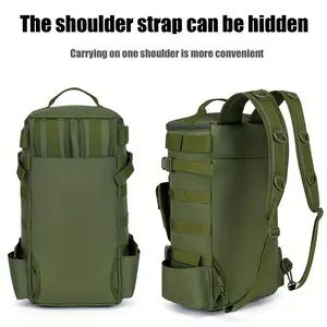 Multi-Functional Fishing Backpack, 7.93-10.57gal Nylon Sports Bag, Solid Color, Normal Waterproof, Zip Closure, with Tactical Gear Storage, for Fishing, Picnic, Hiking, Camping, Universal Fit