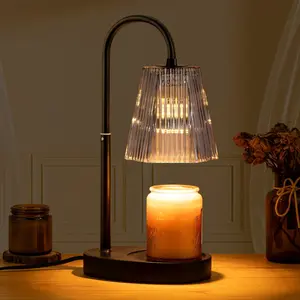 Candle Warmer Lamp - Electric Candle Lamp Warmer with Dimmer Adjustable Height Timer Lamp Candles Warmers  Nightstand Lamp Sets with 2 Bulbs(Grey)