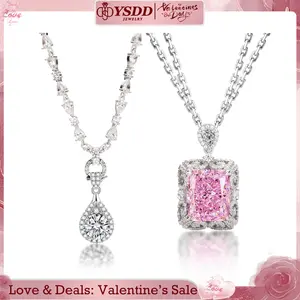 【#160 Special Occasion】Fancy CZ/Synthetic Moissanite Necklace with Detachable Pendant in 925 Sterling Silver