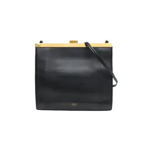 Pre-owned Celine leather Tote Bags 【DIZ】CELINE Clasp Mini Black Calfskin PristineP226156837