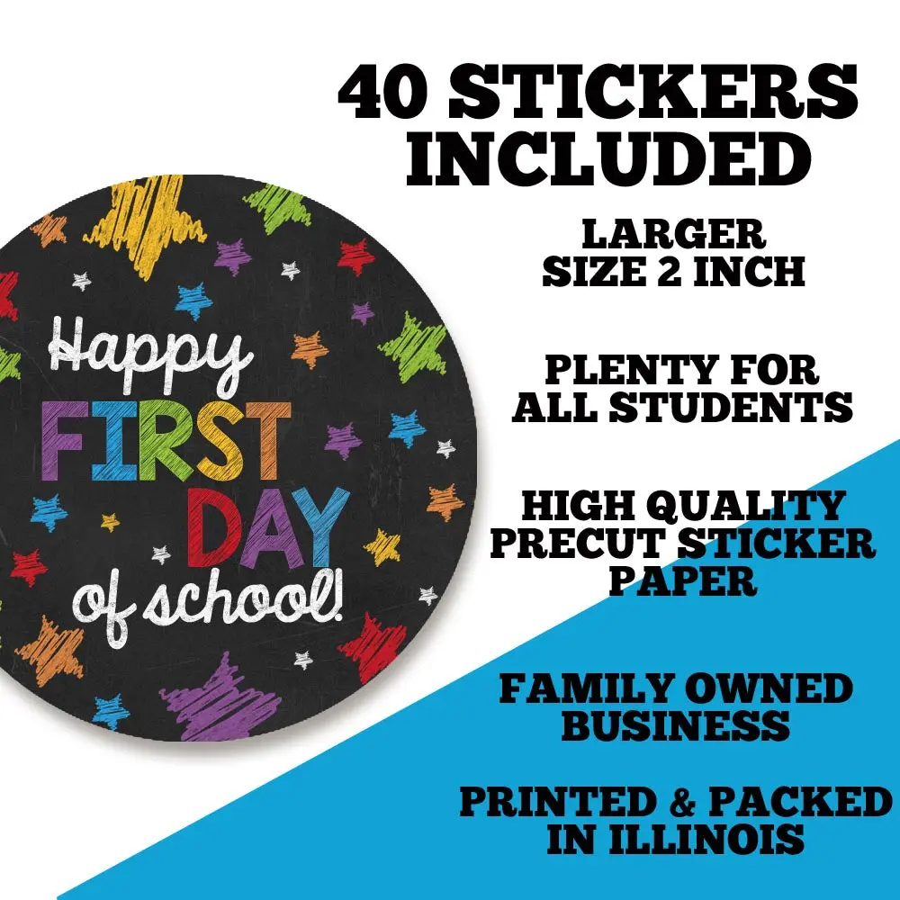 Back to School Stickers – 40 Fun 2" Chalkboard Circle Labels for Students, Teachers, Gift Tags, Treat Bags, Envelope Seals – Peel & Stick, No Printing Needed!