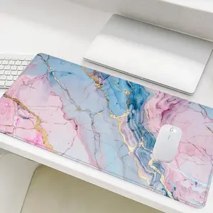 Marble Pattern Mouse Pad, Rectangle Gaming Mouse Pad, Non-Slip Rubber Base Stitched Edge Desk Pad for Laptop Desktop, Office Desk Accessories, Gaming Desk Accessory