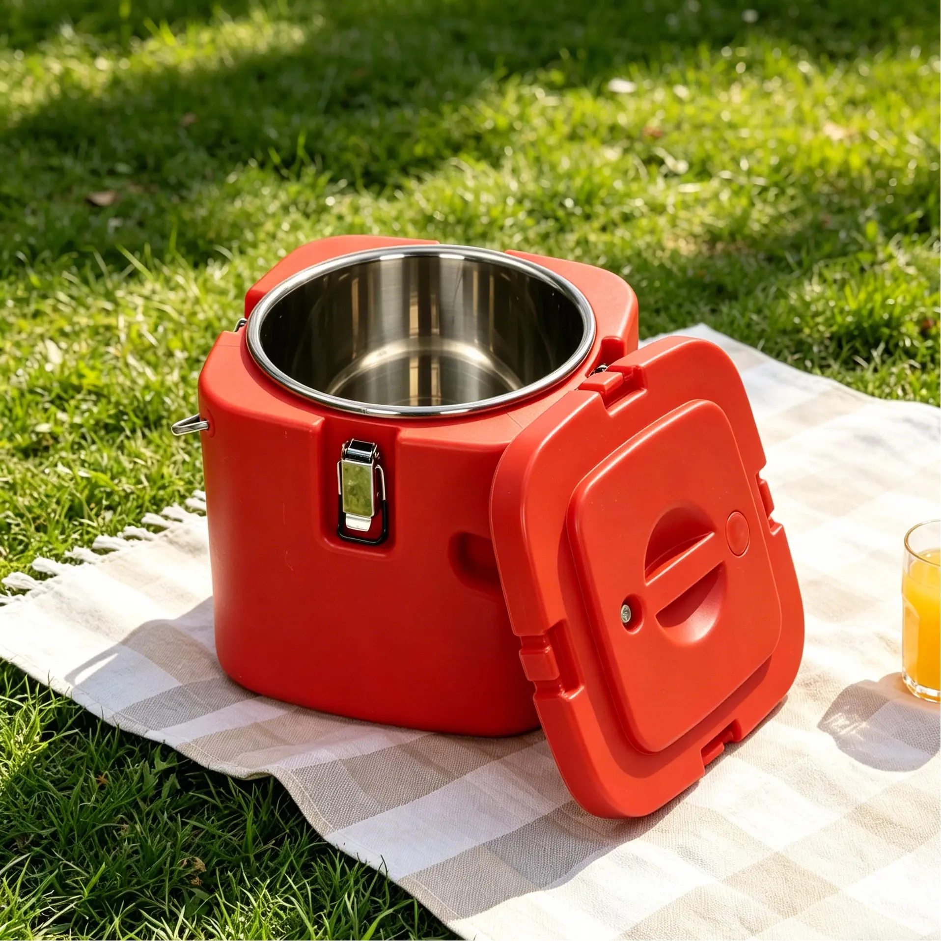 CNCEST 304 Stainless Steel Thermal Lunch Box, Insulated Lunchbox Cooler with Portable Handle, 6-Hour Hot/Cold Thermos for Camping, Catering, 2.5 Gal /3.4 Gal /4.2 Gal /5.3 Gal
