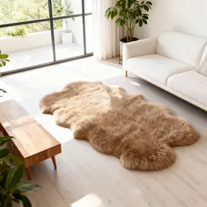 Luxury Faux Fur Rug, Soft Wool Carpet, Decorative Fluffy Rug, Non-Slip, Low Allergenic, Durable, Easy Clean, Modern Style, Perfect for Living Room