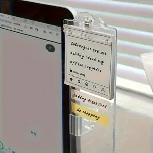 A clear computer screen information board with side clips, made of white PE material