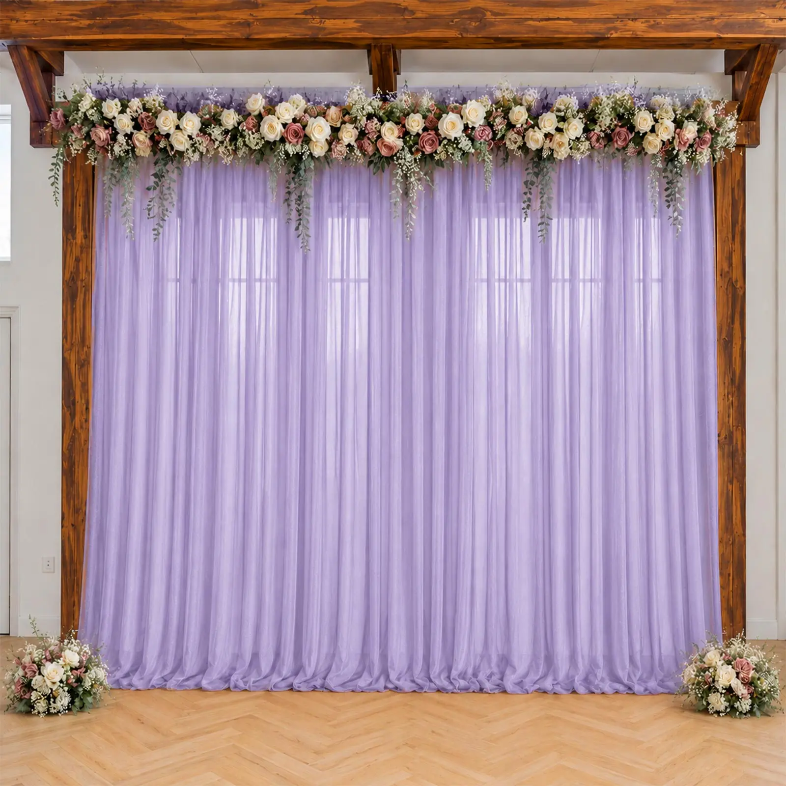 Lavender Lilac Sheer Backdrop Drape – 5ft x 14ft Wedding Arch & Ceiling Decor Panel, Wrinkle Resistant with Soft Shimmer