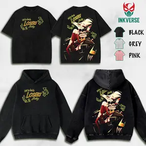 Angel and Husk V2 Hazbin Hotel Wash T-Shirt,Hoodie,Sweatshirt Hazbin Washed Shirt, Comic Shirt, TV Show Shirt graphic tees Menswear Top Cotton Fabric lover streetwear