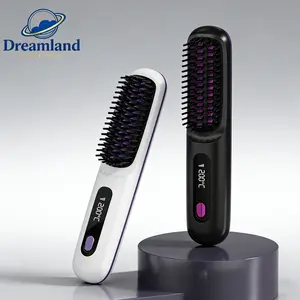 1PCS Portable Wireless Hair Straightener Comb | USB Charging, 3-speed Temperature Control, Negative Ion Technology, Long-lasting Luster, LED Display, Lightweight, Perfect for Travel