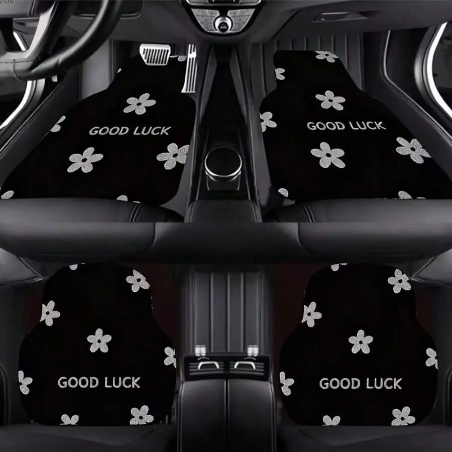 4-Piece Car Mat Set, Universal Fit Carpet Mats, Car Floor Mats, Floor Mats For Car, Full Coverage Interior Accessories, Car Interior Accessory, Women's Car Essentials, Suv & Truck Compatible, Automotive Mats