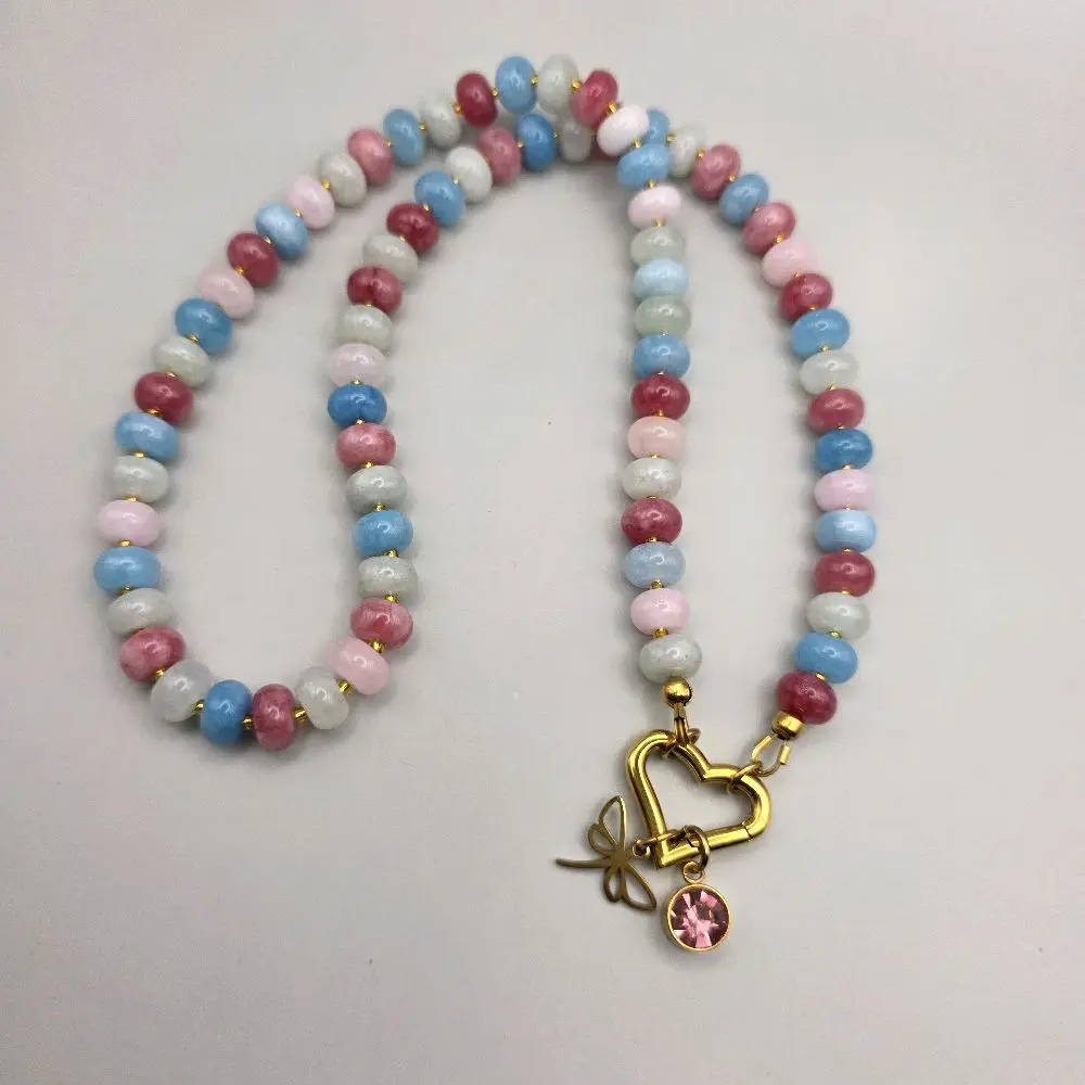 Natural Morganite Beaded Necklace | 19" Gold Necklace | Handmade Jewelry for Women