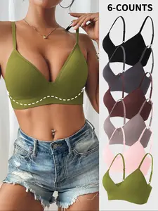 Winter Fashion Essential:6 -Pack Supportive Seamless Smooth Women Bra Underwear. Experience ultimate comfort with this lift, anti-sagging, and breathable bra featuring adjustable straps. Perfect for daily life and social gatherings.