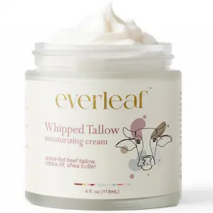 Whipped Tallow Moisturizer | Organic Grass-Fed Beef Tallow Face & Body Cream, Non-Greasy Hydration for Dry Skin | 4 oz