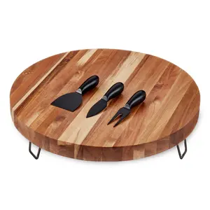 Twine Living Acacia Footed Cheese Board & KnifeSet