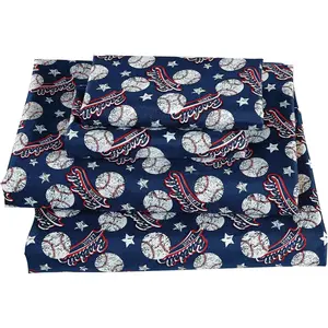Fancy Collection Sheet Set Vintage Baseball Dark Blue White Red New (Twin)