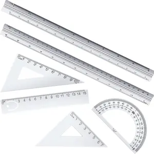 6 count Triangular Ruler Set 12 Inch Engineering Scale Aluminum Architect Drafting Ruler Metal Protractor Arquitectura Accessories for Students Draftsman Engineers Metric