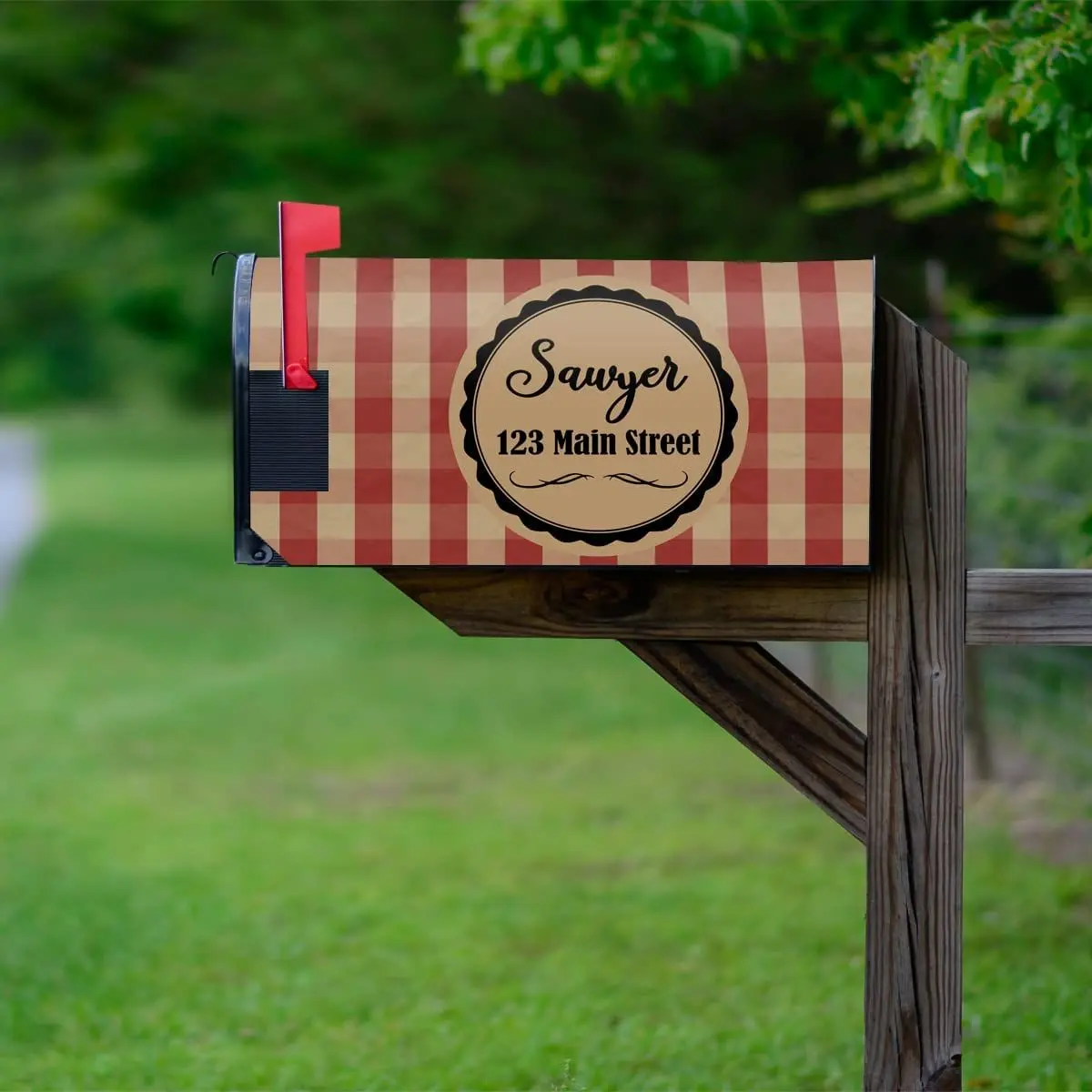 Custom Plaid Mailbox Cover Magnetic Personalized Buffalo Check Gingham Mailbox Magnet Decor VWAQ - PMBM22