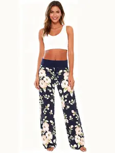 Spring/Summer/Autumn/Winter Women's New Flower Printed Pants Elastic Pants Casual Pants Loose Pants Comfortable Sleepers