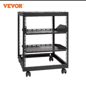 VEVOR 12U Open Frame Server Rack - Adjustable Depth Floor Standing or Wall Mount