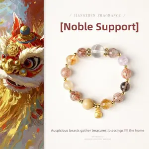 [Noble Support] crystal bracelet, white crystal yellow citrine amethyst tiger eye smoky quartz black gold super seven, unisex, daily wear gift, 11mm beads, natural stone, good luck friendship confidence wealth wellness symbol