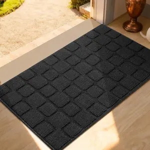 Front Door Mat Outside Entrance, Outdoor Indoor Door Mats for Entryway, Entrance, Entry, Patio, Waterproof Non Slip Doormat, Low-Profile, 20" × 31.5“, Black