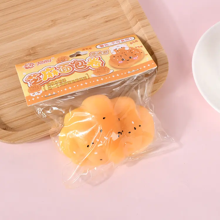 Rumilife Yellow Sesame Bread Roll Squishy Stress Relief Toy - Soft Sensory Fidgets, Calming Stress Ball, Moldable Reliever, Anxiety Fidgets for Novelty Play