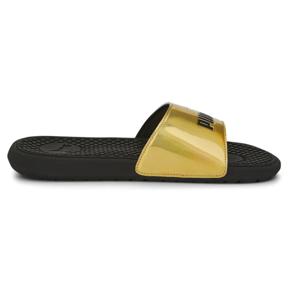 PUMA Womens Cool Cat Distressed Metallic Slide Casual Sandals Casual - Gold