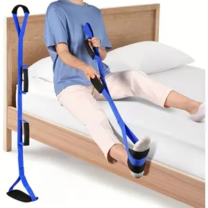 39 Inch Leg Lifting Strap with 3 Soft Handles & Soft Foot Pad, Hip Replacement Recovery Leg Lifter Assist Tool, Help Move Leg in & Out of Bed Wheelchair Car, Mobility Aid for Elderly Disabled
