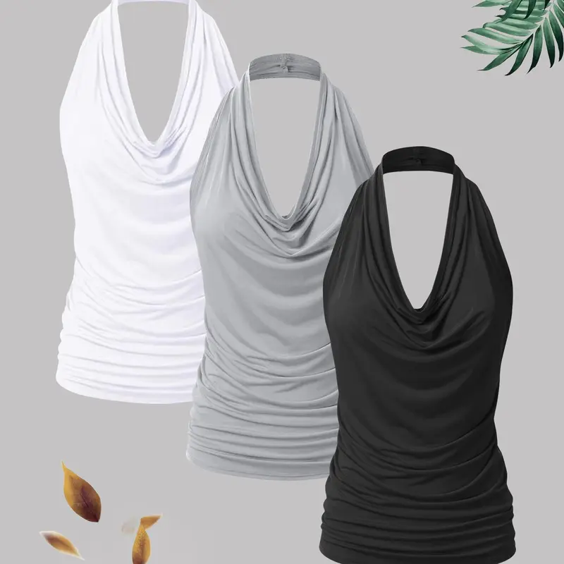 Women's Solid Color V Neck Fitted Breathable Tank Top, Casual Fashion Sleeveless Basic Top for Summer, Ladies Clothes for Daily Wear, Womenswear