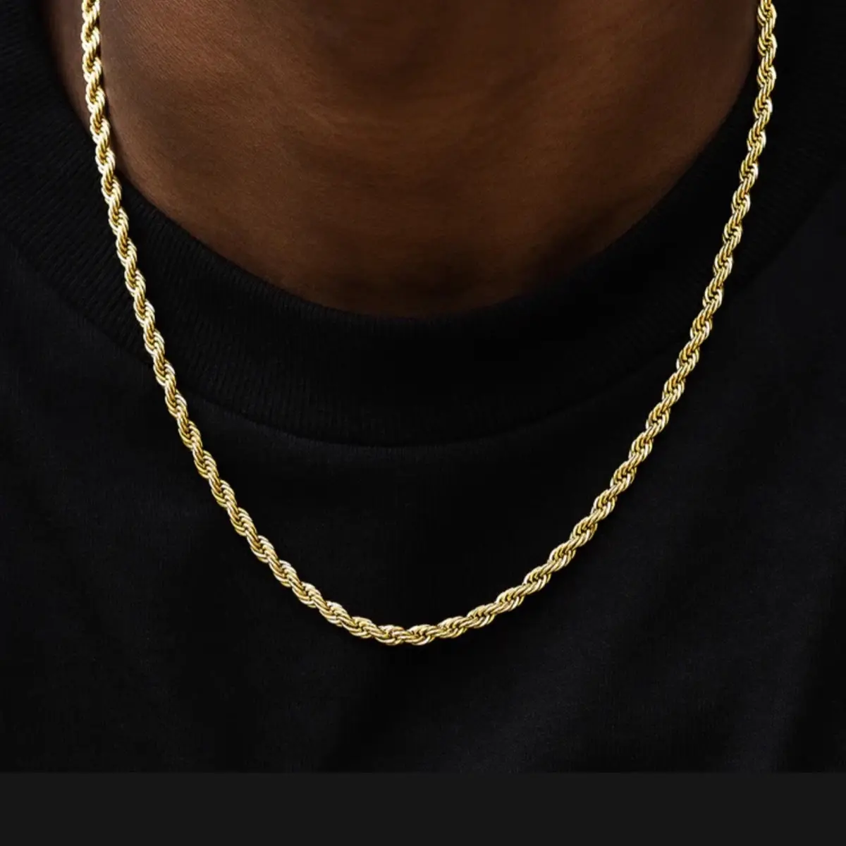Women's 4mm 24-Inch Yellow Gold Rope Choker Necklace, Gold Statement Chain, Fashion Costume Jewelry Accessory, Gold Choker Necklace