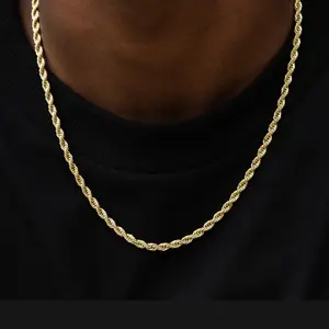 4mm 24 inch Rope Chain in Yellow Gold for Women