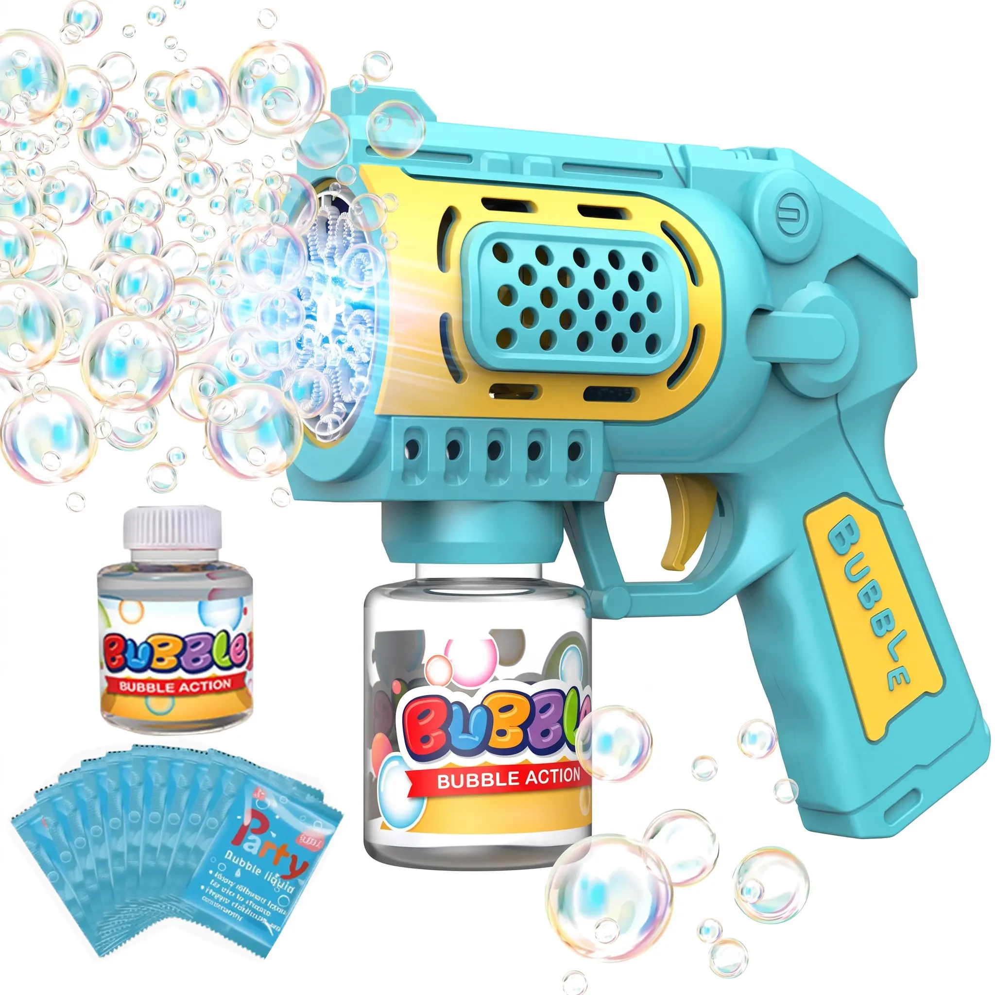 Handheld Bubble Gun Maker - AAA Battery-Powered Kids Toy with 10,000+ Bubble Output, Colorful Lighting, for Indoor/Outdoor Birthday Party Gifts