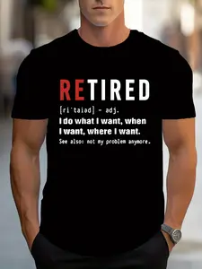 Men'S Retirement Slogan Graphic T-Shirt - Funny Retirement Party Gift Tee - Black Shirt with Red & White Retired Text - Relaxed Fit Casual Streetwear - Breathable Everyday Retirement Apparel - Machine Washable Retirement Present for Him - Funny Retirement