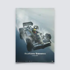 Ayrton Senna | 1985 Rainmaster 40th Anniversary Estoril Silver | Collector's Edition Lotus 97T Poster