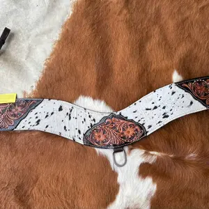 Heavy Duty Genuine Hair On Tripping Style Western Breast Collar Horse Size