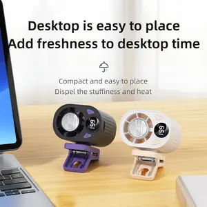 Clip-On Waist Cooling Fan - Battery-Powered, Clip-Mounted, Handheld, Leafless Portable Fan with Semiconductor Cooling Plate, LED Digital Display, 199-Level Speed Control, 360° Rotatable Rechargeable Design, High-Speed Motor for Outdoor Work, Stroller Use,