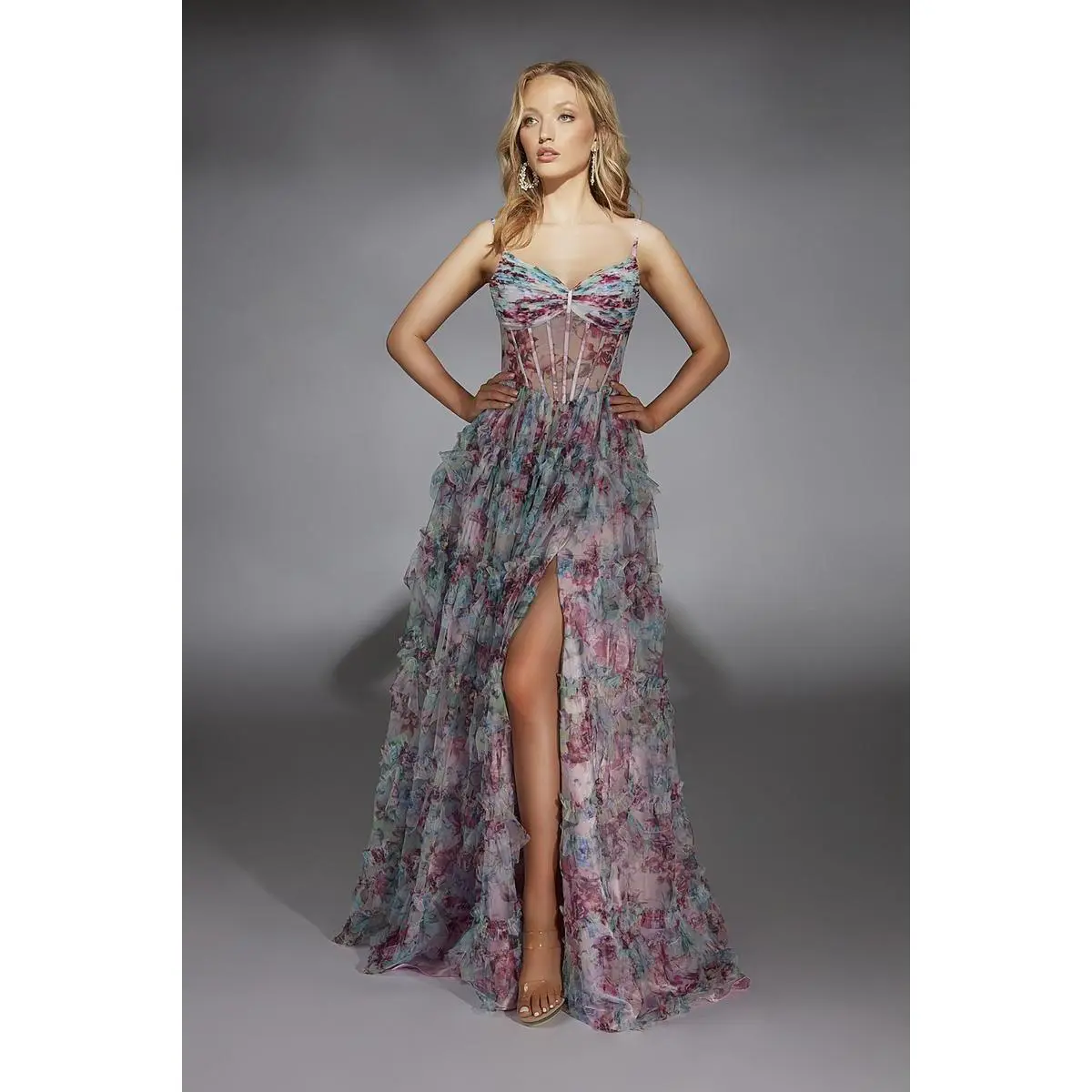 prom dresses 2011 Poly USA 9606 A Line Long Formal Tiered Slit Prom Dress