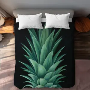 Begin Home Decor C1DCQSW0TJ1JT7 Pineapple Leaves Queen Size Duvet Cover - Exotic Kitchen Decor