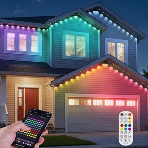 100FT Permanent LED Eaves Lights 50ft/100ft/150ft, 18led/36led/54led RGB Outdoor Lights, House Roof Outdoor Lighting For Party, Valentines Day, Halloween, Christmas