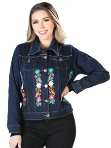 Artisanal Embroidered Jacket 50% Cotton, 50% Polyester Blue  603829