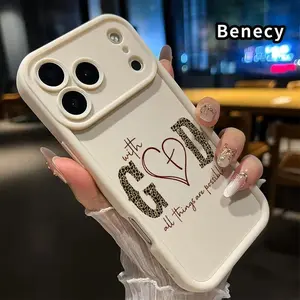 Phone Case for iPhone 17 Pro Max 16 15 14 Plus 13 12 Mini 11 XR X XS Air E Divine Heart's Promise Pattern Shockproof Silicone TPU Bumper Drop Protection Cover Smartphone Casing