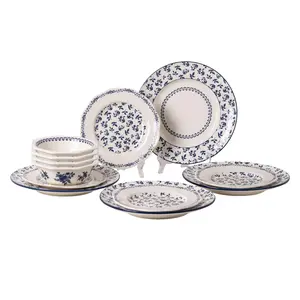 MDZF SWEET HOME Dinnerware Set, Blue Manor Ceramic Dishware Set