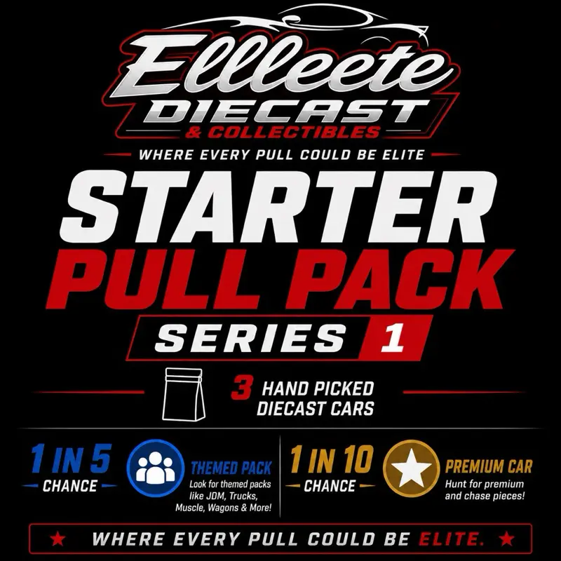 Hot Wheels Starter Pull Pack - Series 1, 3-Pack Random Mainline Diecast Cars with Chance for Themed or Premium Pulls
