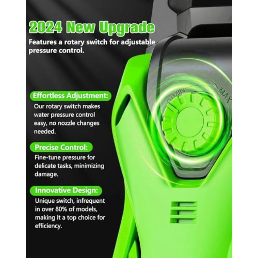 Electric Pressure Washer 2.8 GPM High Power Washer Adjustable Pressure 2500PSI-5000PSI with 33FT Extension Hose Reel 4 Nozzles