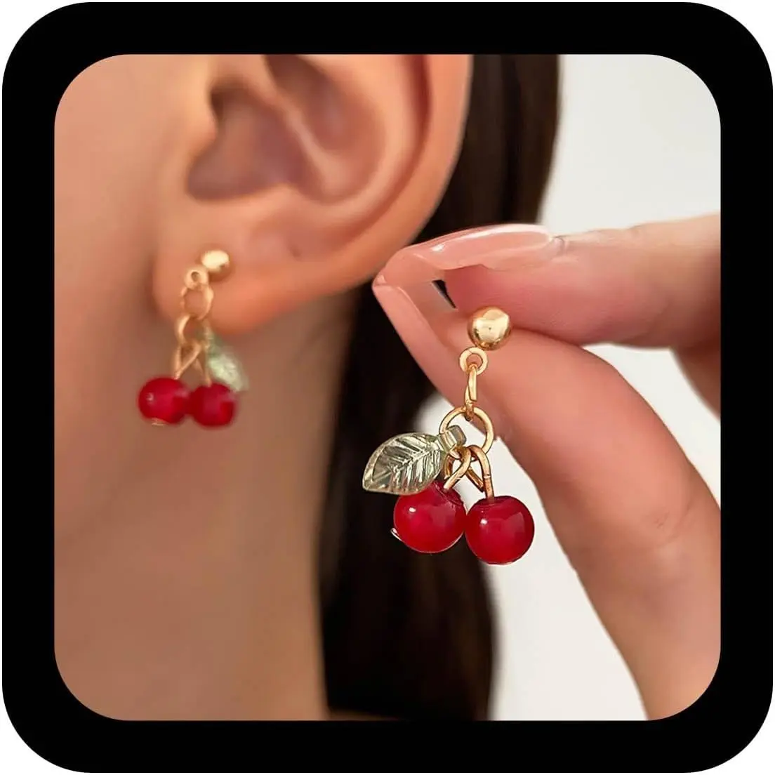 Red Cherry Earrings Red  Dangle Earring Dangly Cherry Earring Fruit Funny Earrings  for Women